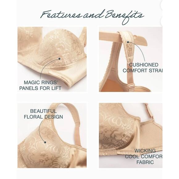 Playtex 18 Hour Ultimate Lift and Support Wireless Bra 40DD - Crystal Grey - Picture 5 of 8